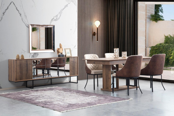 Dining room Suite Dining set Table Table 4x armchairs Chair Upholstery 6pcs.