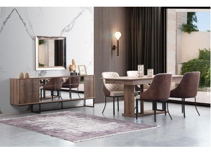 Dining room Suite Dining set Table Table 4x armchairs Chair Upholstery 6pcs.