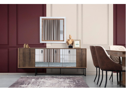 Chest of drawers Wardrobe Sideboard Loft Furniture Console table xxl Chests of drawers Brown Mirror