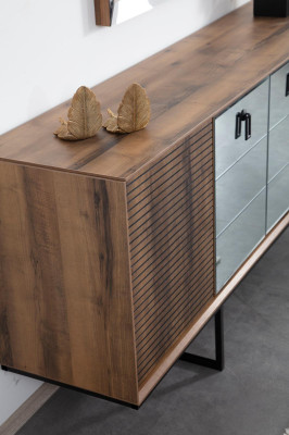 Chest of drawers Wardrobe Sideboard Loft Furniture Console table xxl Chests of drawers Brown Mirror