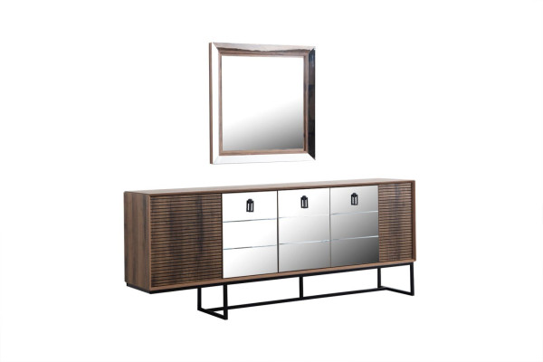 Chest of drawers Wardrobe Sideboard Loft Furniture Console table xxl Chests of drawers Brown Mirror