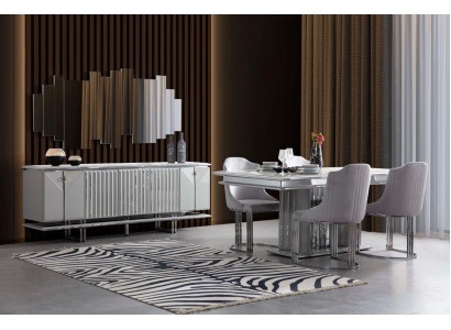 Luxury Group Dining table 4x Chairs Sideboard Set 7pcs Wood Dining set n Furniture