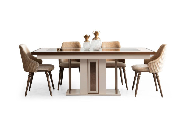 Luxury Dining room Set Chest of drawers Sideboard Table 4x Chair Suite 8pcs