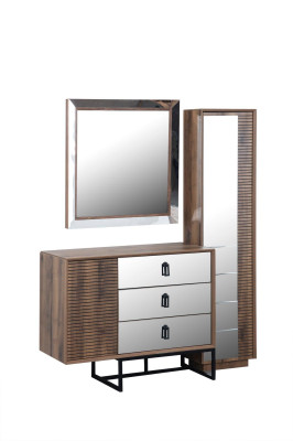 Bois Armoire Commode Avec Miroir Marron Commodes Set Complet Buffet