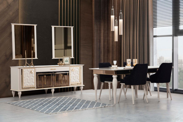 Dining room Dining table Chair Suite Tables Group Set Display case Sideboard 4 Chairs
