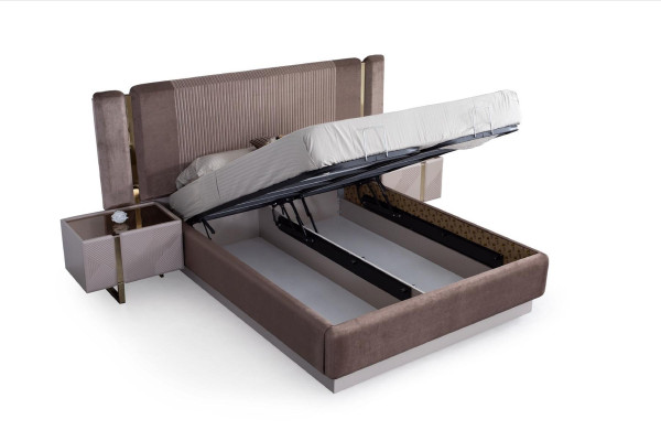 Bedroom Set Upholstery Furniture Bed 2x Bedside table Chest of drawers Console 4pcs
