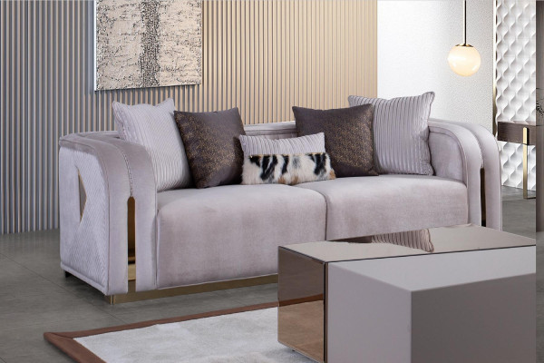 Designer Sofa set 3 + 1 Seater Coffee table Modern Sofa upholstery Textile Gray