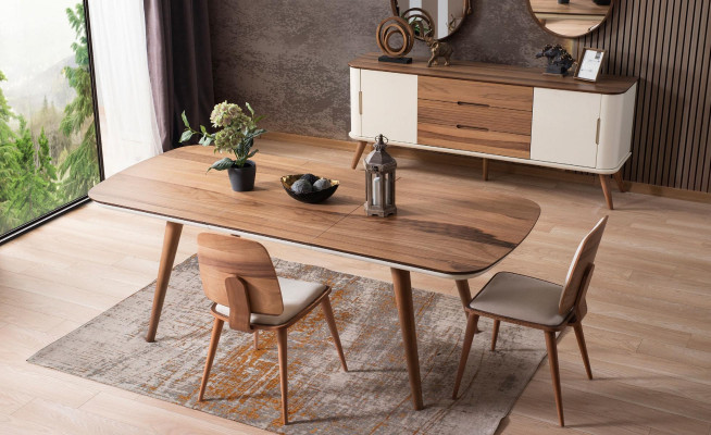 Dining room Dining table Chair Suite Tables Group 2 Chairs Wood Brown