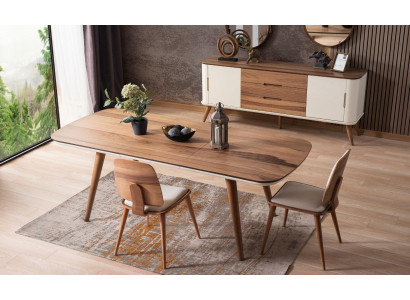 Dining room Dining table Chair Suite Tables Group 2 Chairs Wood Brown