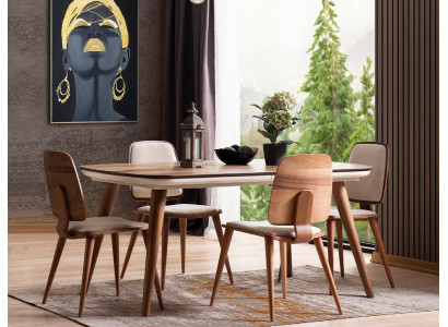 Dining room Dining table Wood Luxury Armchair Chair Brown 4 Chairs Living room Furniture