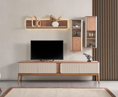 Sideboard tv Lowboard Wardrobe Coffee table Living room Modern Beige Wood