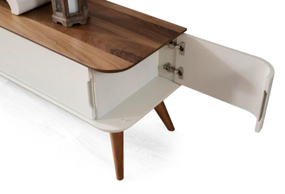 Wall unit TV cabinet tv stand sideboard lowboard wood beige luxury wall units