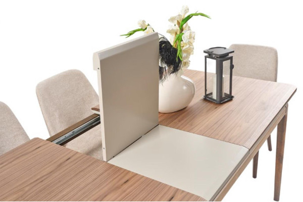 Dining set Dining table 4 Chairs Sideboard Mirror Modern 7-piece Wood Beige
