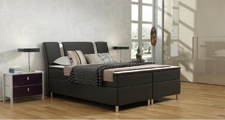 Box spring bed Hotel Beds Upholstery Leather Bed incl. Mattress & Visco leather bed