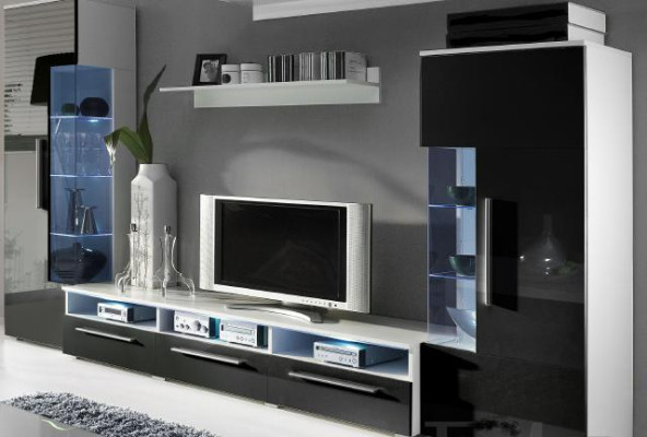 Designer Wall unit TV-cabinet TV Sideboard +2 showcases Extension Wardrobe Living room Wall new