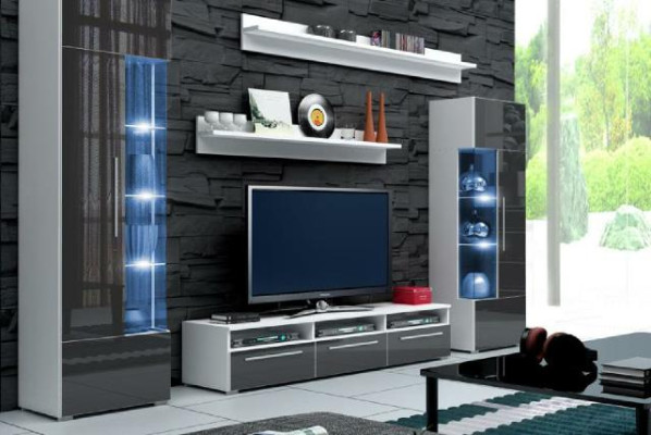 Designer Wall unit TV-cabinet TV Sideboard +2 showcases Extension Wardrobe Living room Wall new