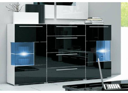 Designer Chest of drawers Glass Display case Sideboard Highboard Wardrobe Led High Gloss Chests of drawers