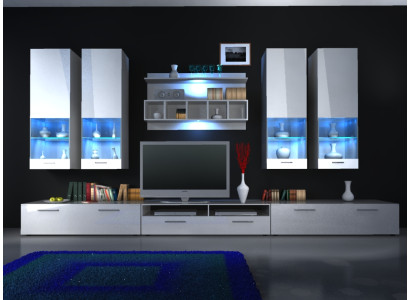 Wall unit wall unit wall unit high gloss LED lighting "Choice of color" design new