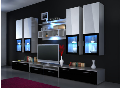 Wall unit wall unit high gloss "Choice of color" led lighting Shelf new