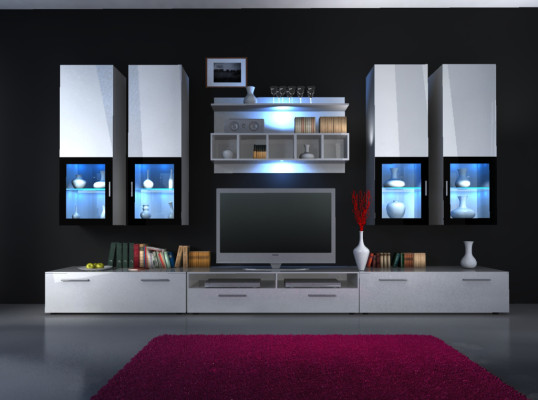 Wall unit wall unit high gloss "Choice of color" led lighting Shelf new