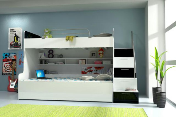 Double bunk bed Bunk bed Bed Childrens bed Youth bed Loft bed new Black /White