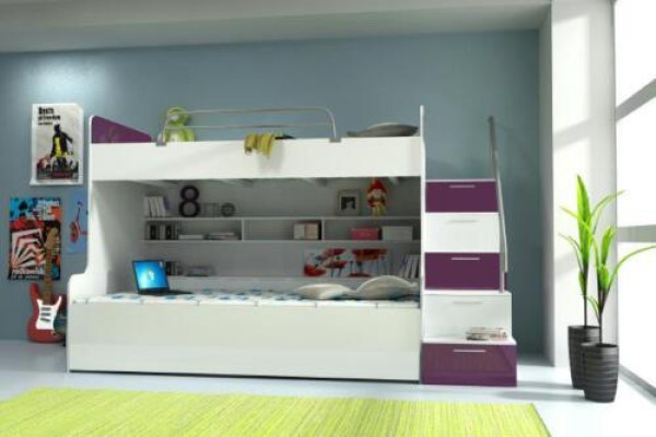 Double bunk bed Bunk bed Bed Childrens bed Youth bed Loft bed new Violet/White