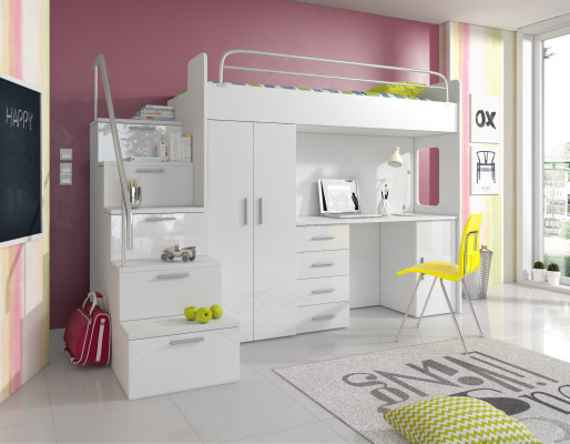 Double bunk bed Bunk bed Double bed Youth Bed Beds with Wardrobe Table RAJ4w
