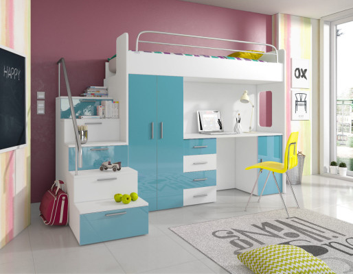 Double bunk bed Bunk bed Double bed Youth Bed Beds with Wardrobe Table new