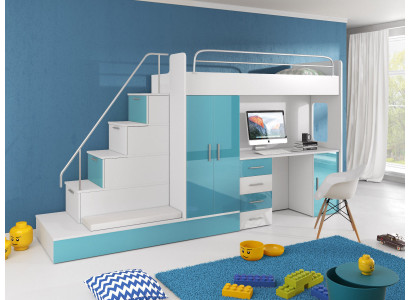 Double bunk bed Bunk bed Bed Wardrobe Youth Room Wardrobe Desk