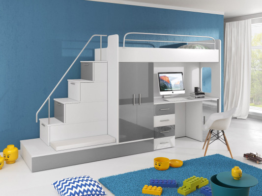 Double bunk bed Bunk bed Bed Wardrobe Youth Room Wardrobe Desk