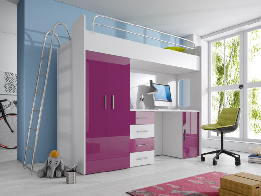 Double bunk bed BUNK BETT Bunk bed + Desk Wardrobe Beds Childrens room