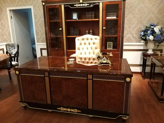 Office Set Furnishings Desk Table + Executive Chair Armchair Baroque