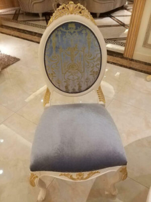 Chair Throne Armchair Set Wood Dining room Designer Antique Style Rococo Baroque