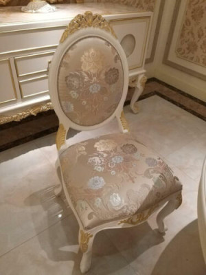 1x Chair Throne Armchair Set Dining room Designer Wood Antique Style Baroque Rococo
