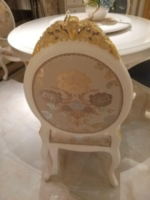 1x Chair Throne Armchair Set Dining room Designer Wood Antique Style Baroque Rococo