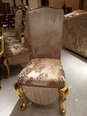 Chair Throne Armchair Set Dining room Designer Wood Antique Style Baroque Rococo Wood