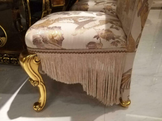Chair Throne Armchair Set Dining room Designer Wood Antique Style Baroque Rococo Wood