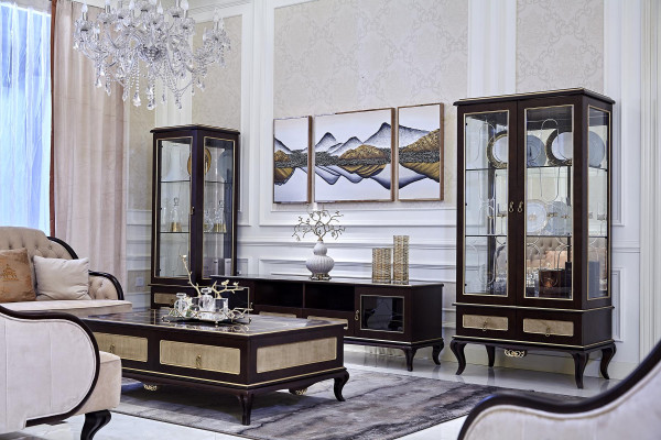Design Sideboard Wall unit 2x Display case TV cabinet Lowboard Sideboard 3 pcs. Set display case