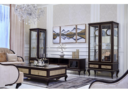 Design Sideboard Wall unit 2x Display case TV cabinet Lowboard Sideboard 3 pcs. Set display case