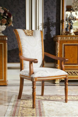 1x Chair Tron Armchair Set E62 Dining room Designer Wood Antique Style Baroque