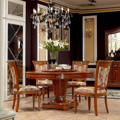 Classic r Chair -Set with 6 chairs textile cover and natural wood