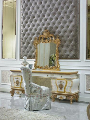 Dressing table with Mirror Luxury Console Decorative Chest of drawers Bedroom Baroque