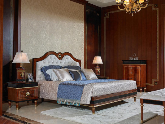 Bedroom Set Bed + 2x Bedside tables Beds Ehe Double bed Baroque Rococo