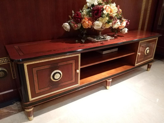Wall unit Display case Console Wall unit Glass showcases Living room Baroque Rococo 3-piece