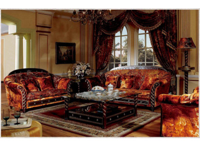 Classic Sofa set Baroque Rococo Antique Style Furniture Upholstery Sofa Couch 2+1