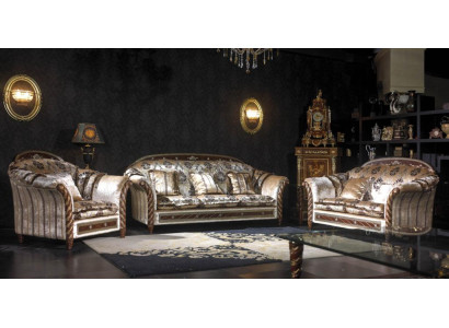 Elegant designer sofa set baroque rococo antique style couch suite 2+1 seater