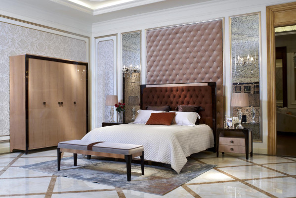 Bed Bedside table 3 pieces. Bedroom Set Luxury Chesterfield Complete Furniture Decoration