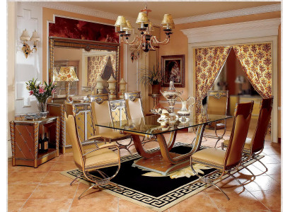 Dining room Suite Set 6 x Chairs Armchair Real Wood Design Baroque Rococo new