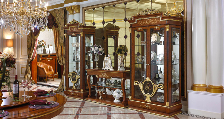 Wall unit 2x Display case Console Wall unit Glass showcases Living room Berock
