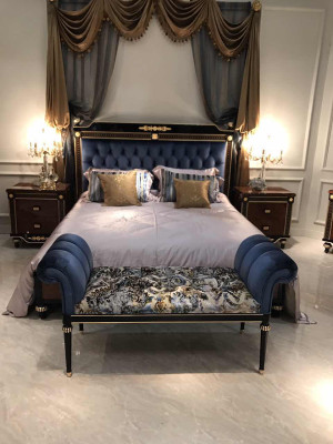 Royal Designer Bed + 2x Bedside tables + Stool Bedroom Set